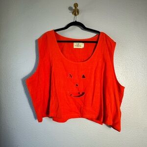 Fashion Brand Company Orange Linen Jack O Lantern Peekaboo Top - 4X/5X